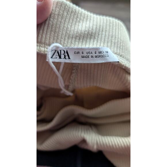 Zara Womens High Rise Flare Ribbed Knit Leggings Sz S Stretch Lounge - Picture 4 of 5